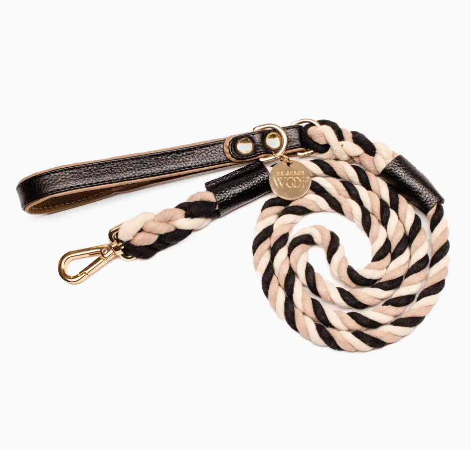 Leather Collar and rope leash dark mocha