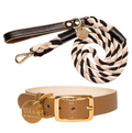 Leather Collar and rope leash mocha
