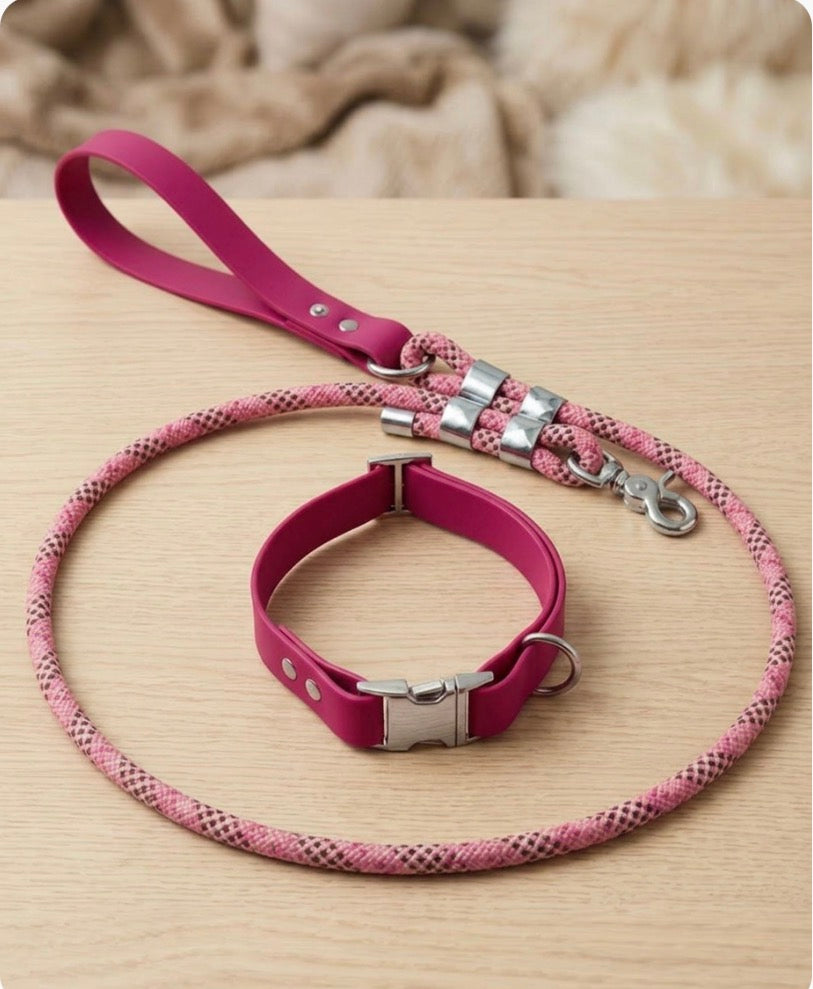 Pucci bio-thane collar and rope leash