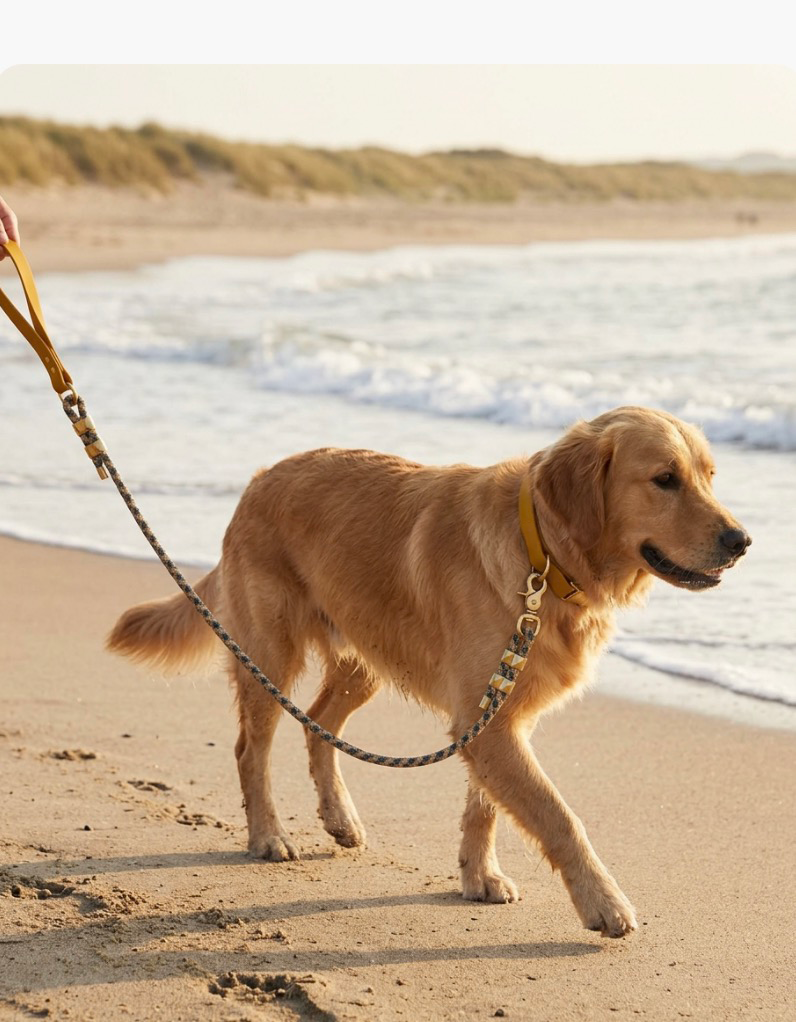 Sunset bio-thane collar and rope leash