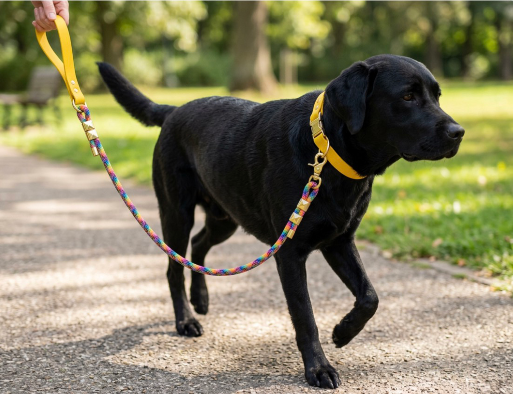 Sunflower bio-thane collar and rope leash